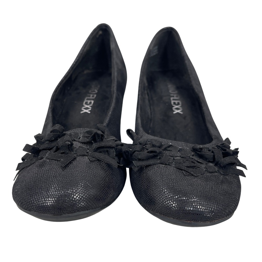 Woman Wedge Heels Office Siren Ballet‎ Feminine Shiny Bows Black Pumps Size 8M